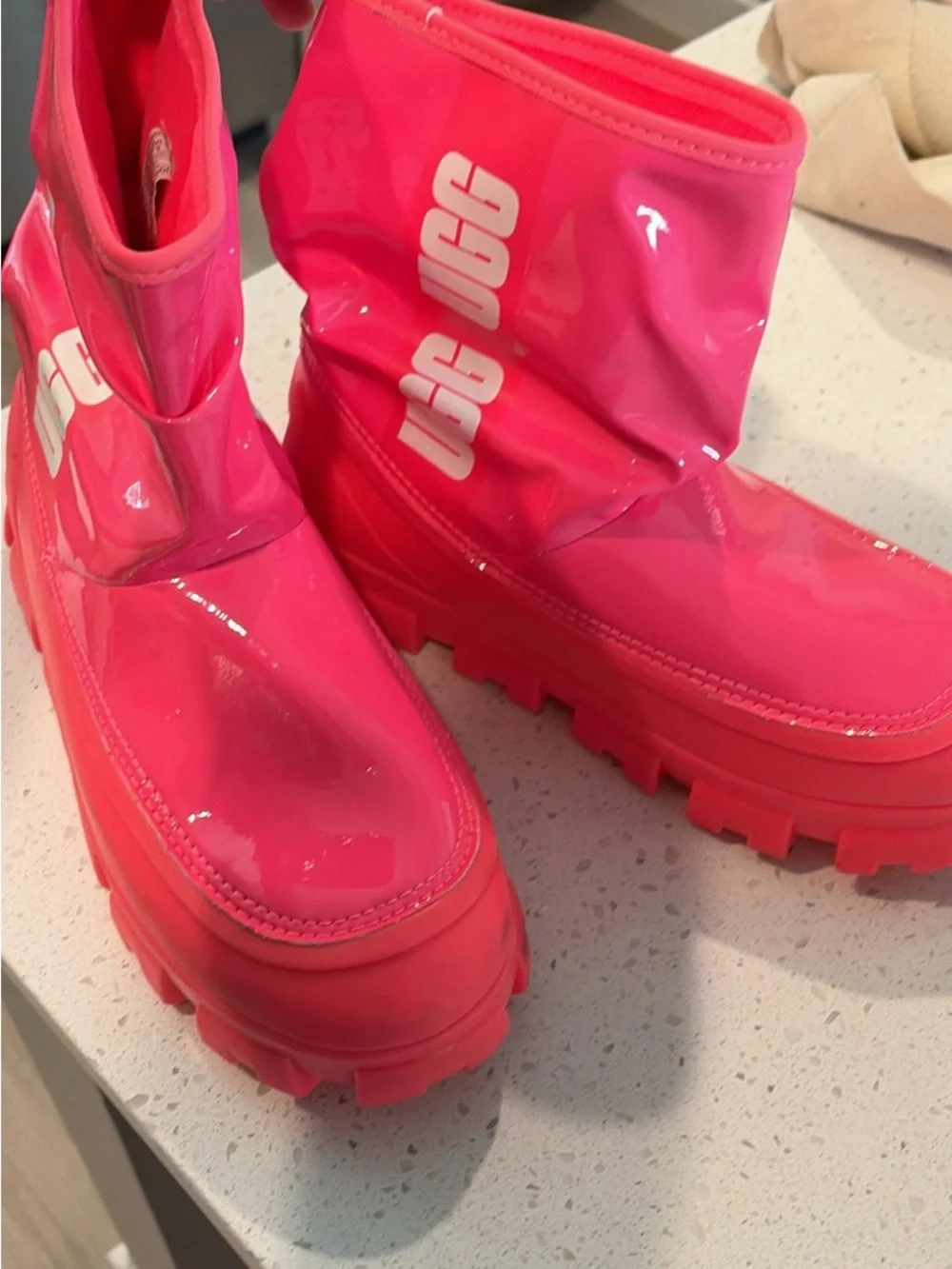 UGG Women's Hot Pink Chunky Rain Boots